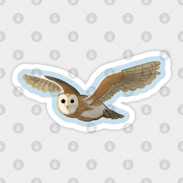 Flying Barn Owl Sticker by Aeriskate